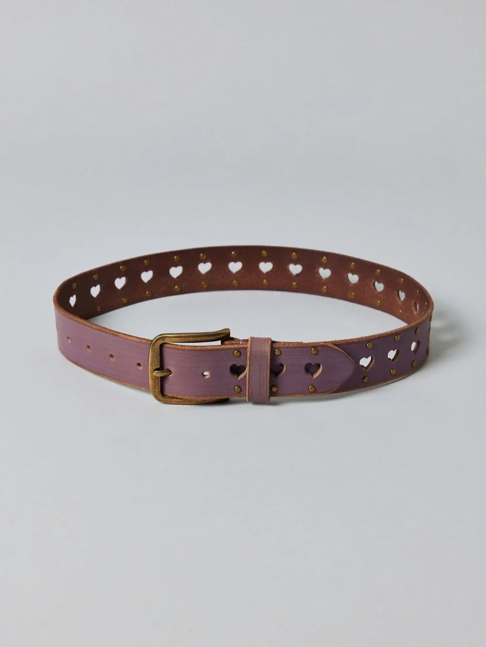 NWT Urban Outfitters Heart Studded Leather Belt in Purple L